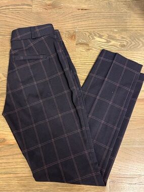 Banana Republic Women’s Navy & Purple Windowpane Dress Pants